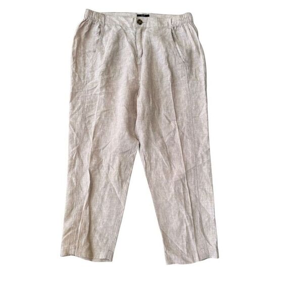 Jones New York 100% linen cropped pants elastic waist size L - Picture 1 of 6